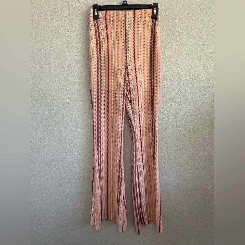 Blue Blush Knit Flare Pants Size Small